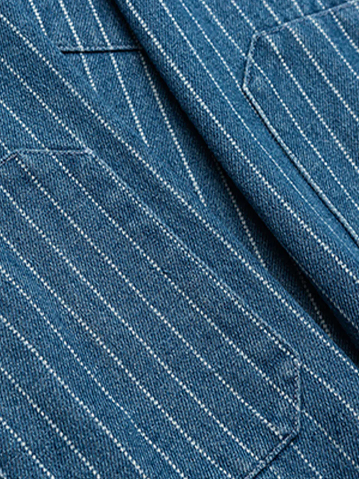 WABASH Irregular Pocket Striped Denim Shirt - Image 10