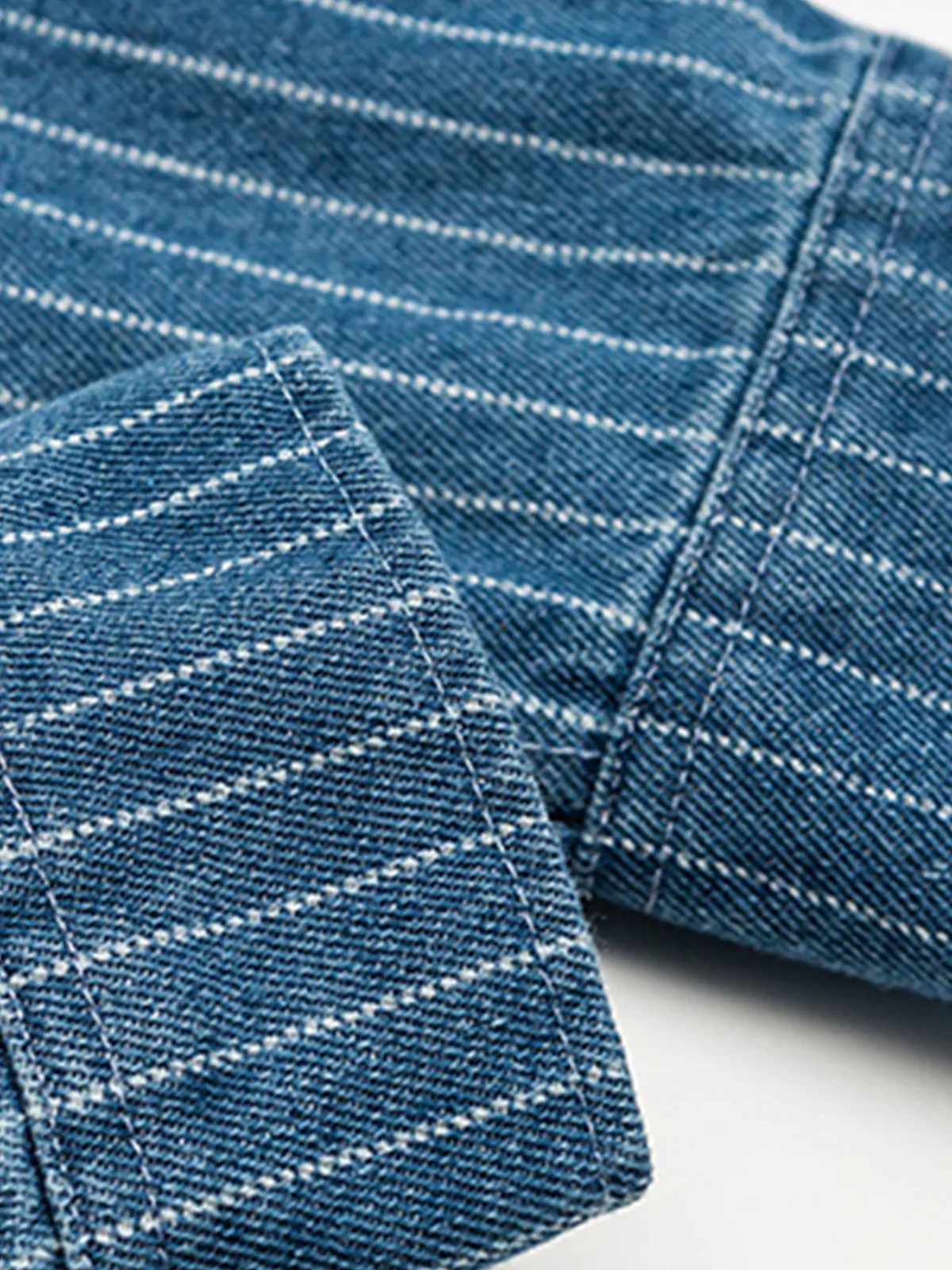 WABASH Irregular Pocket Striped Denim Shirt - Image 11