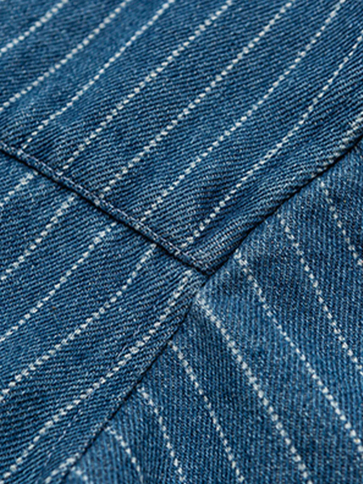 WABASH Irregular Pocket Striped Denim Shirt - Image 12