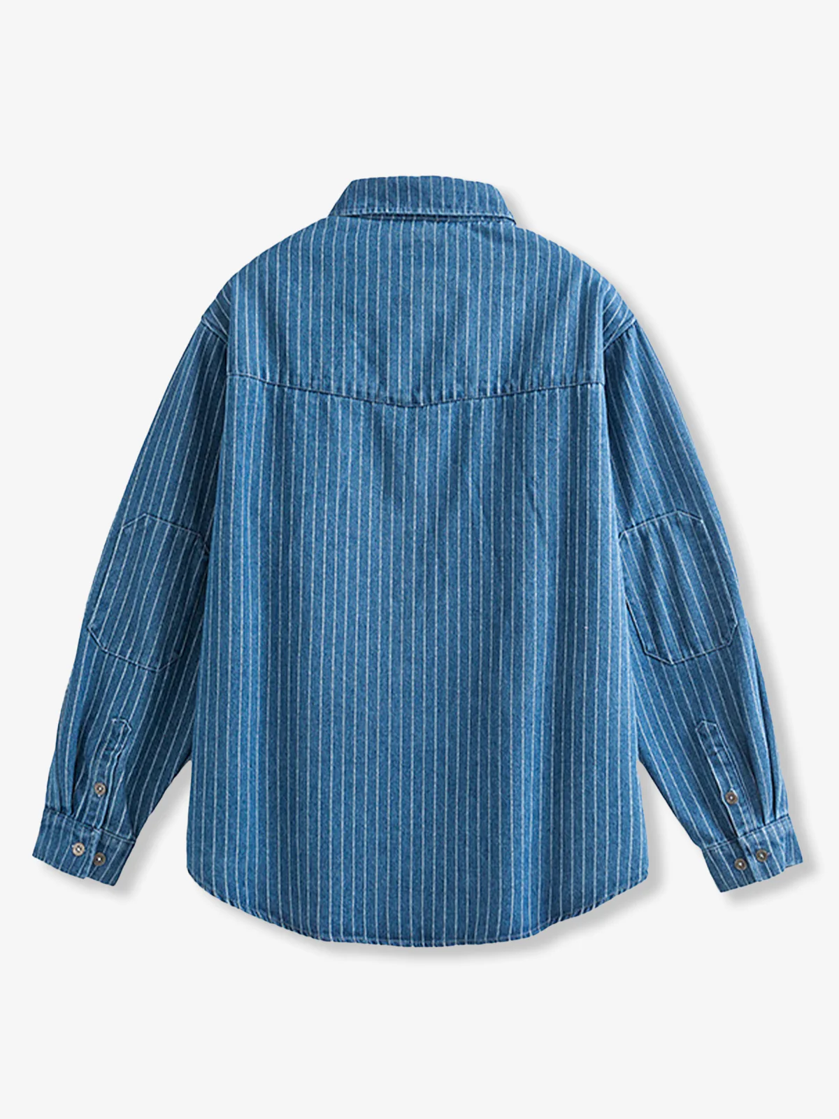 WABASH Irregular Pocket Striped Denim Shirt - Image 3
