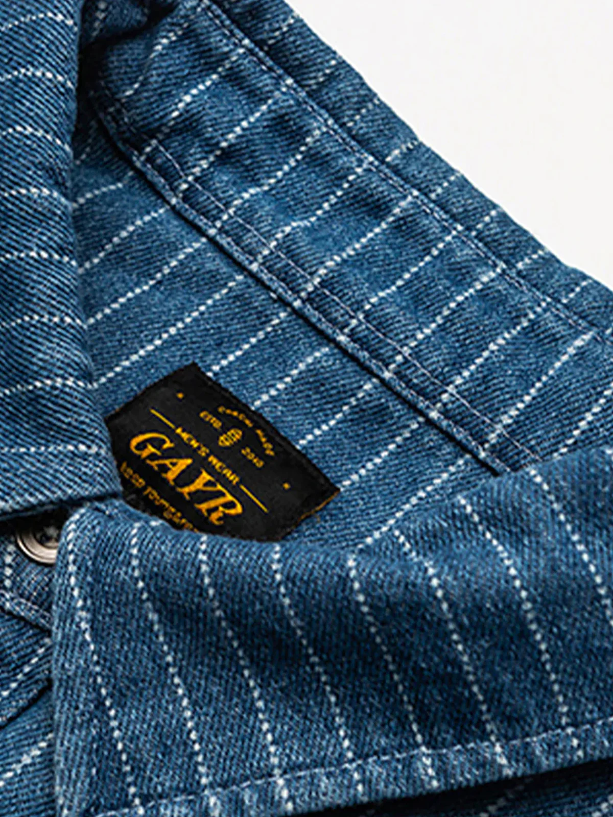 WABASH Irregular Pocket Striped Denim Shirt - Image 5