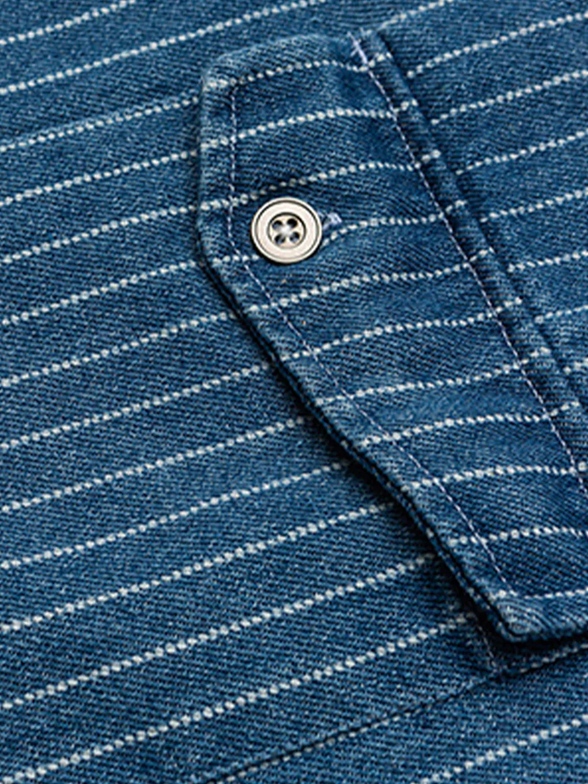 WABASH Irregular Pocket Striped Denim Shirt - Image 6