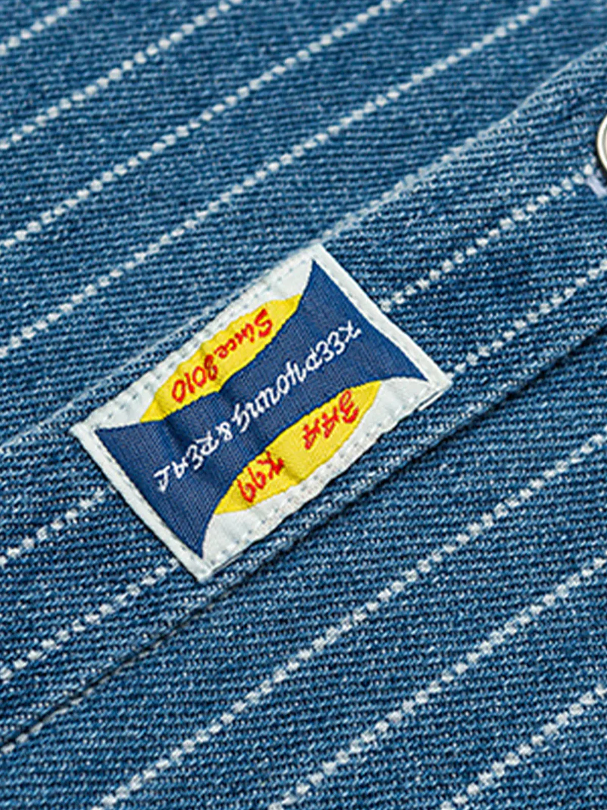 WABASH Irregular Pocket Striped Denim Shirt - Image 8