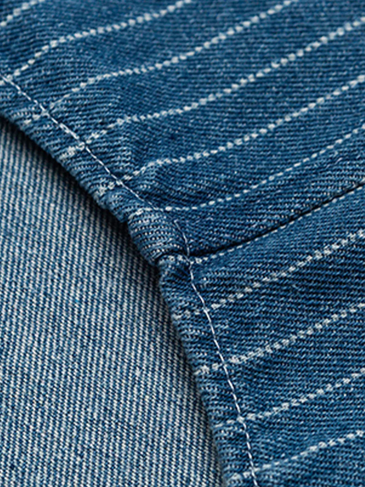WABASH Irregular Pocket Striped Denim Shirt - Image 9