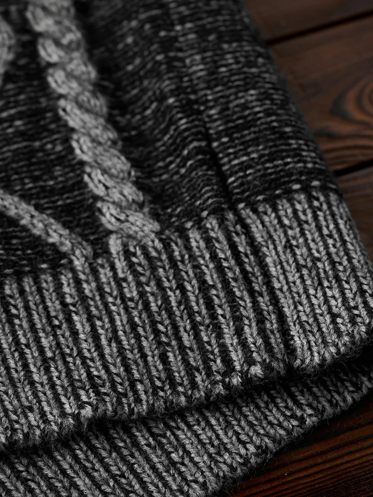 Crew Neck Sweater with Diamond Cable Knit Pattern - Image 13