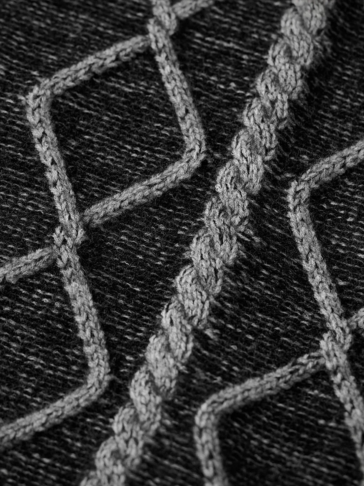 Crew Neck Sweater with Diamond Cable Knit Pattern - Image 14