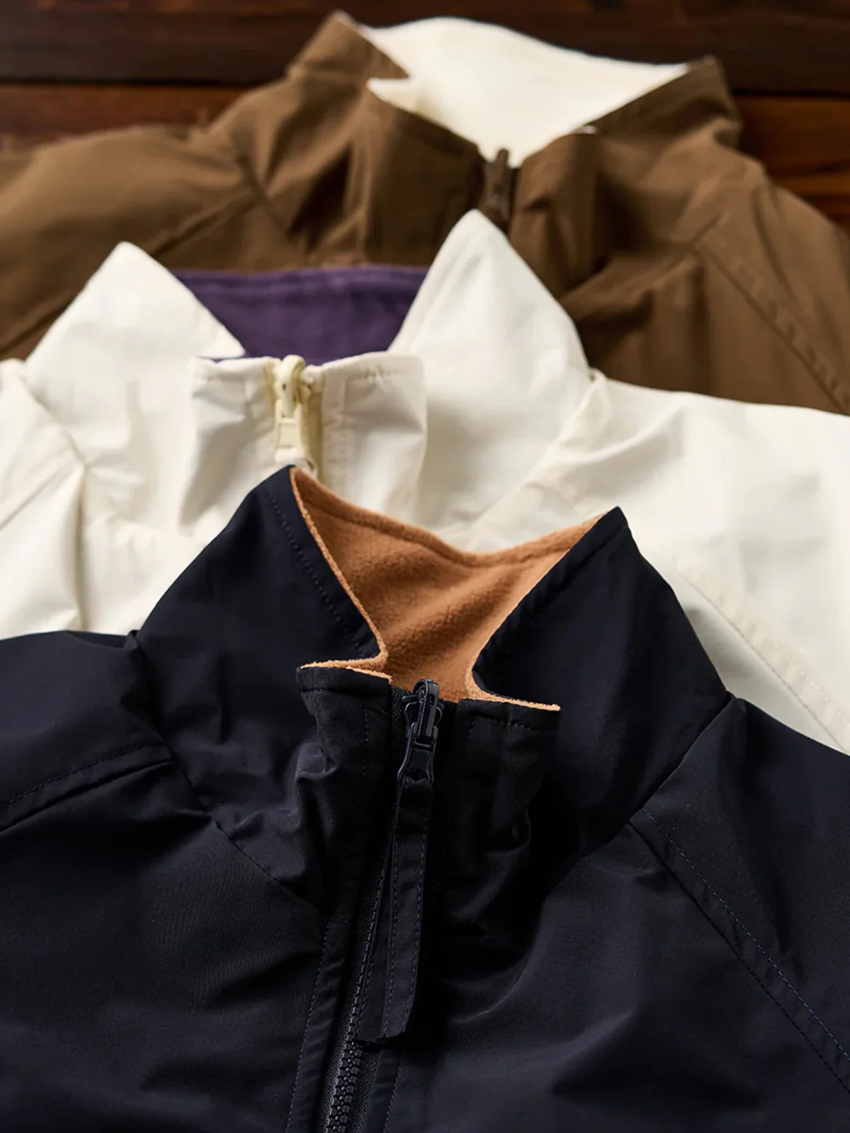 Reversible Stand Collar Jacket with Mini Chest Embroidery - Image 12