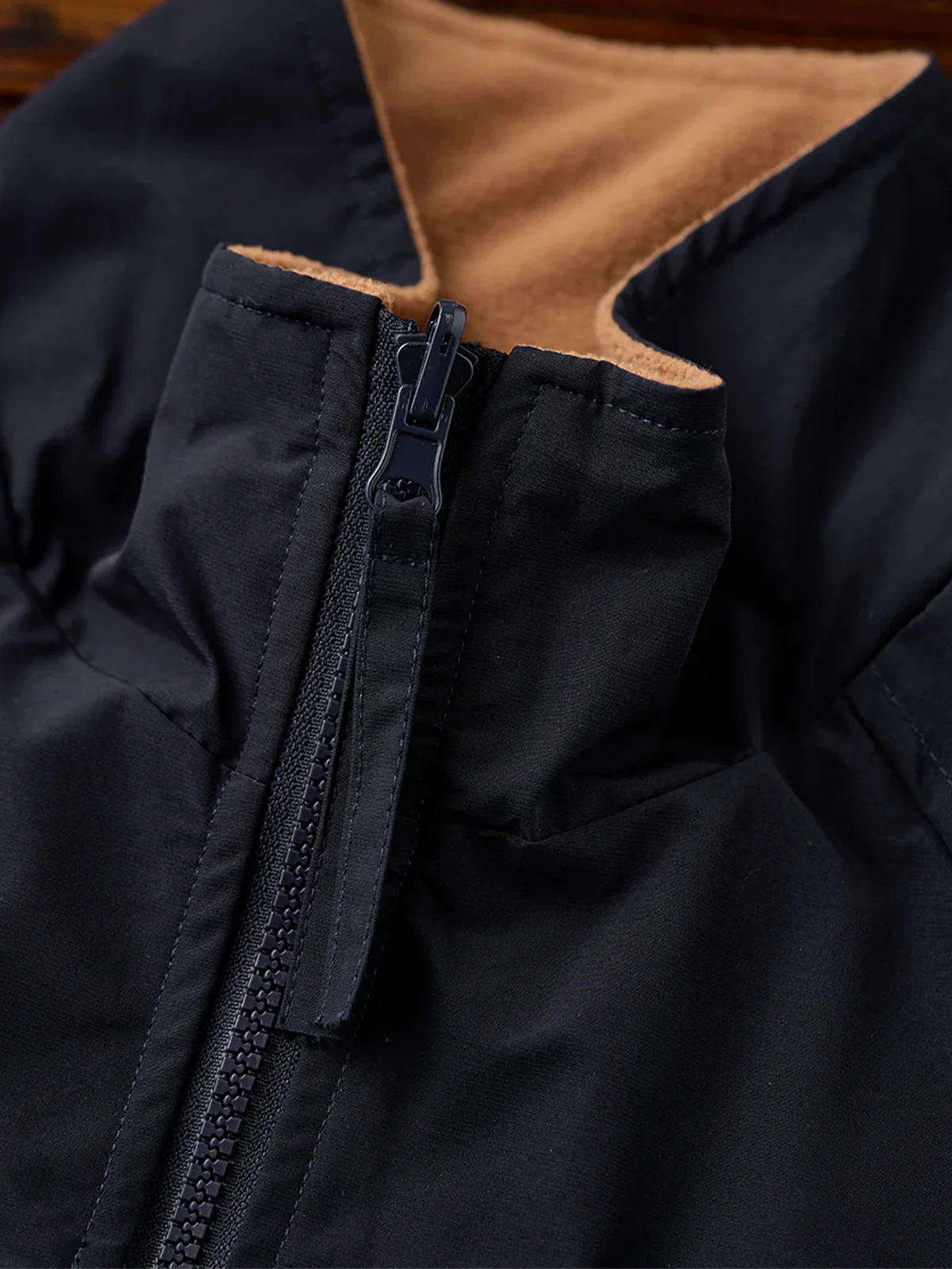 Reversible Stand Collar Jacket with Mini Chest Embroidery - Image 29