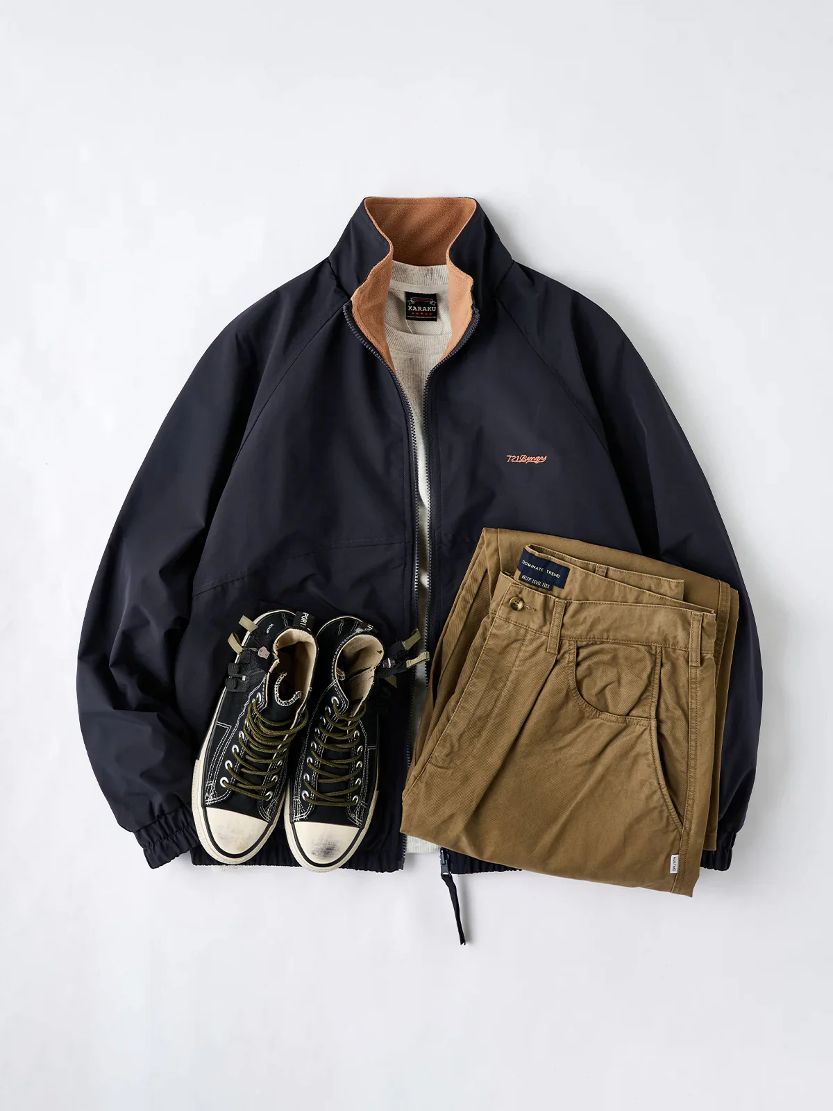 Reversible Stand Collar Jacket with Mini Chest Embroidery - Image 31