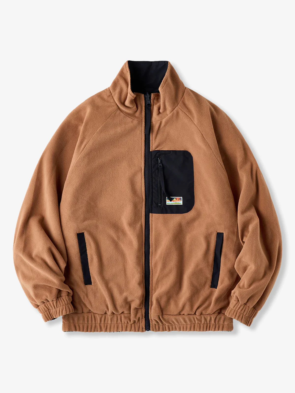 Reversible Stand Collar Jacket with Mini Chest Embroidery - Image 4