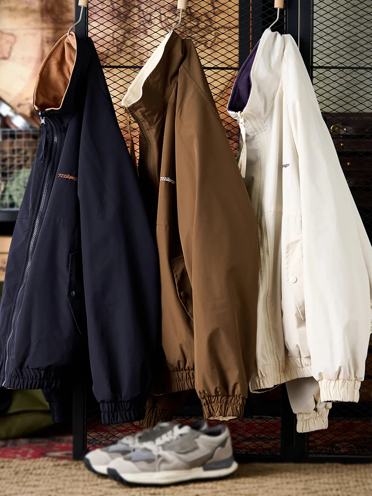 Reversible Stand Collar Jacket with Mini Chest Embroidery - Image 9