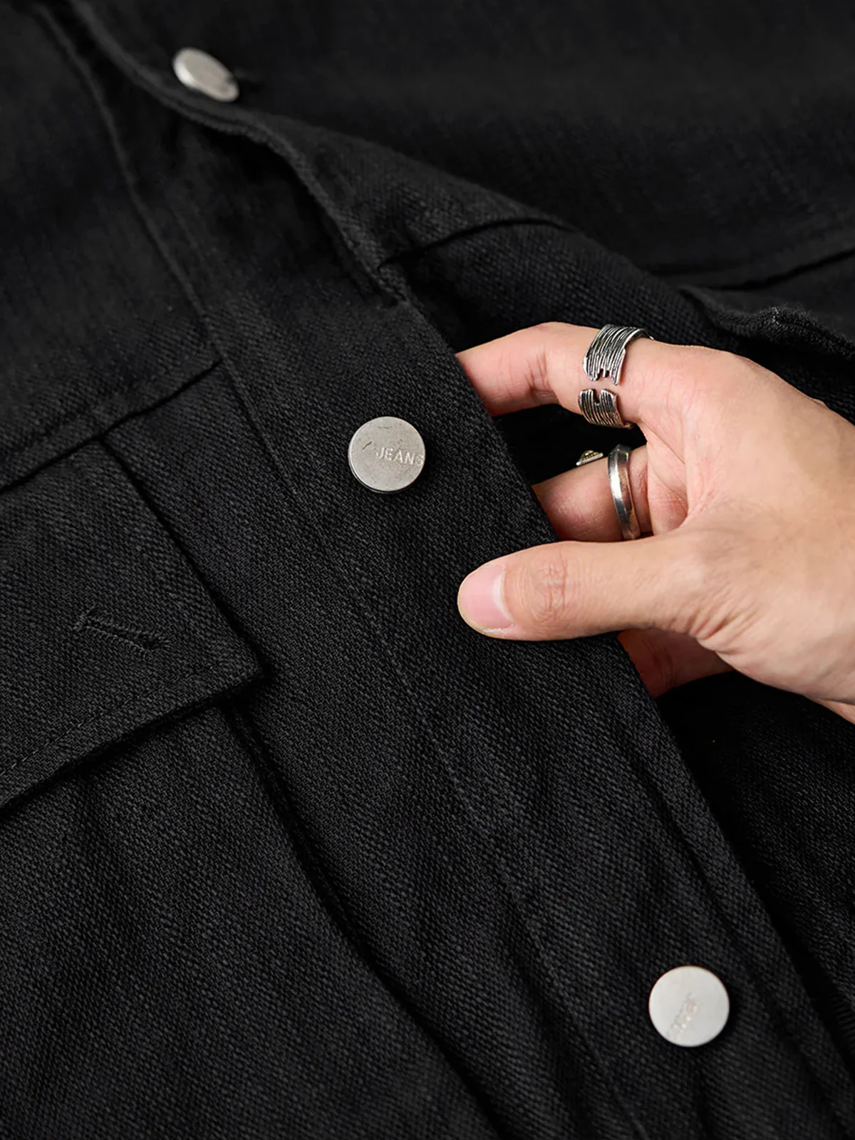 Mixed-Material Hunting Jacket with Leather-Effect Collar - Image 13