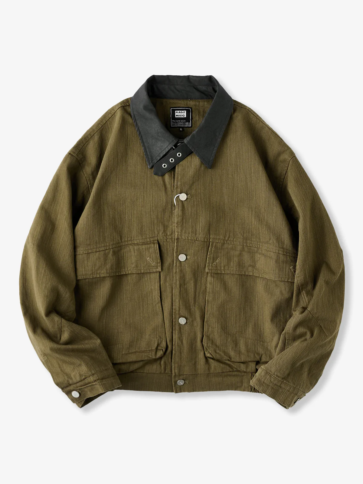 Mixed-Material Hunting Jacket with Leather-Effect Collar - Image 3