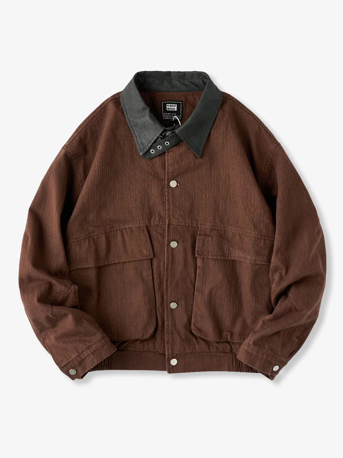 Mixed-Material Hunting Jacket with Leather-Effect Collar - Image 4