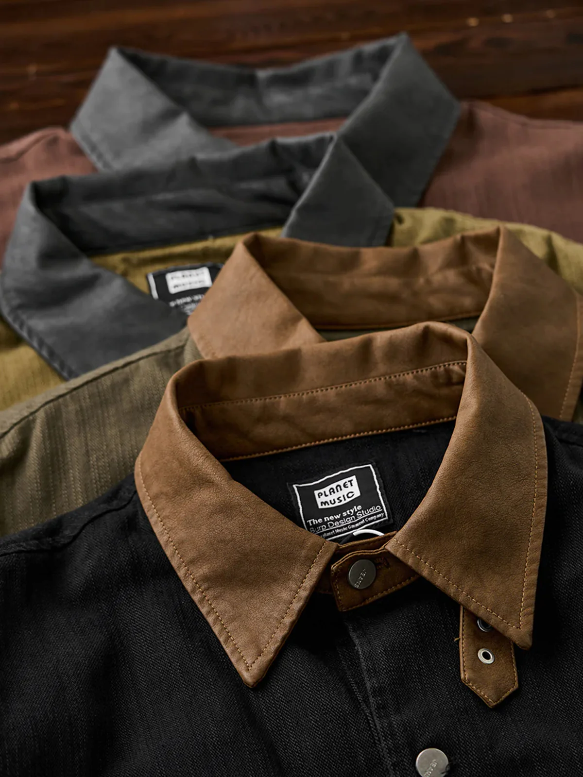 Mixed-Material Hunting Jacket with Leather-Effect Collar - Image 8