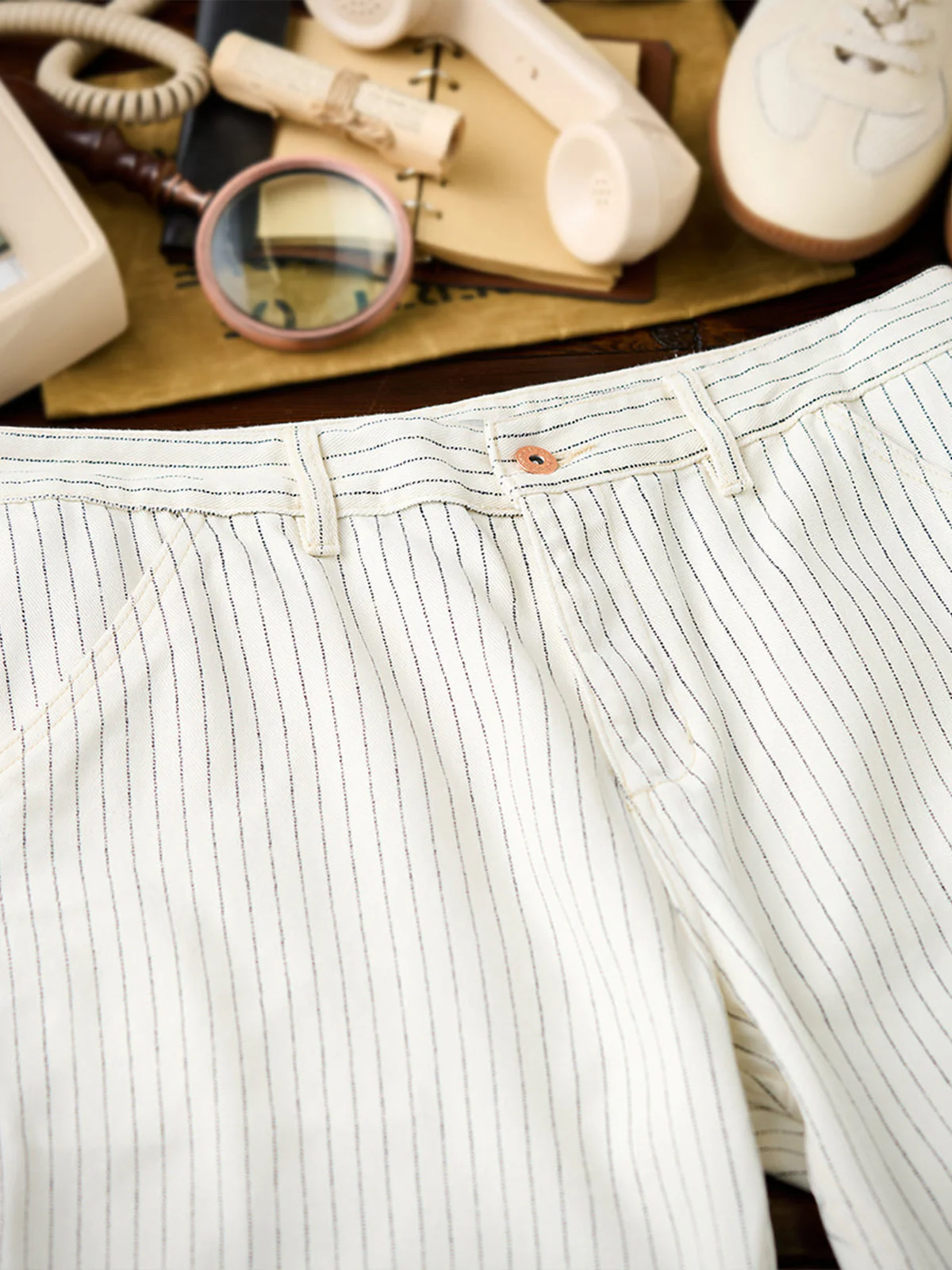 Wabash Stripe White Work Denim Pants - Image 4