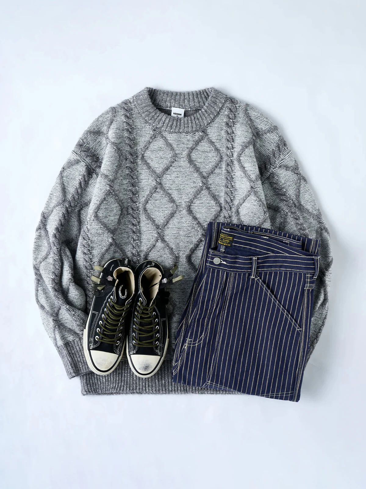 Washed Denim Pants – Wabash Stripe & Solid 3 Colors - Image 21