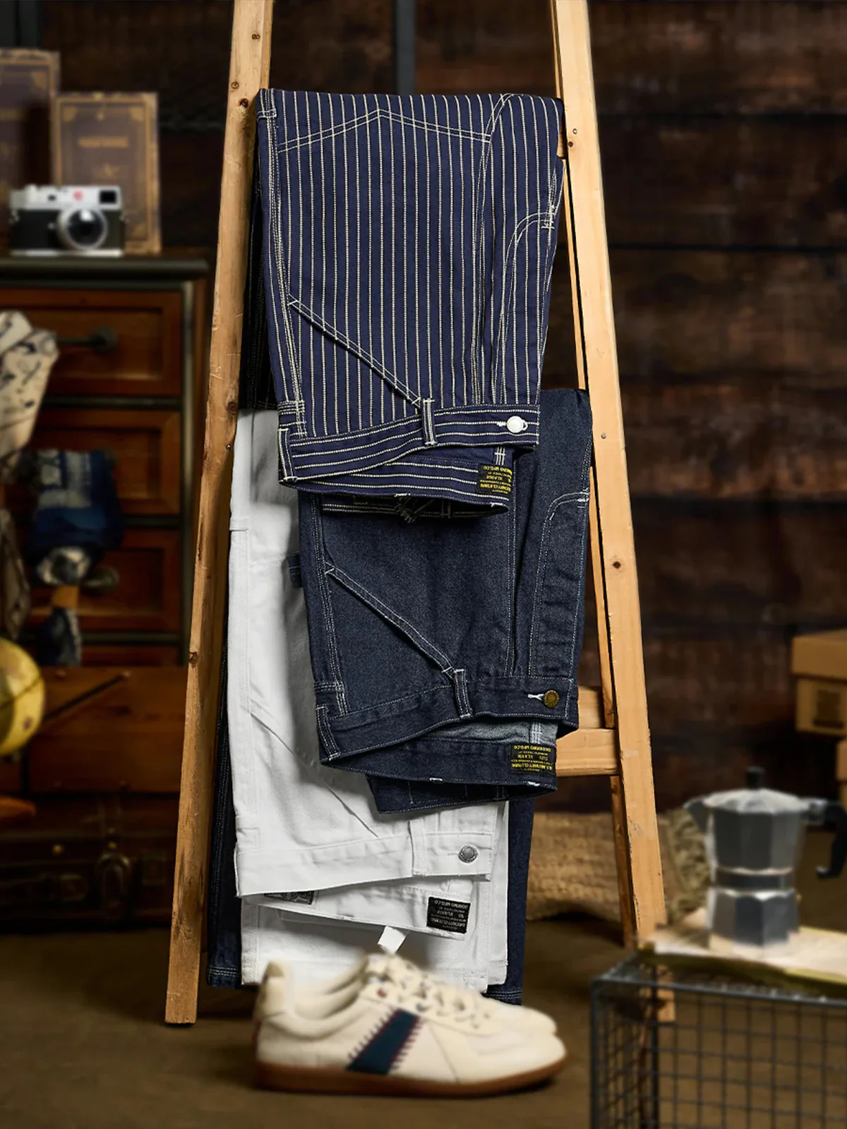 Washed Denim Pants – Wabash Stripe & Solid 3 Colors - Image 5
