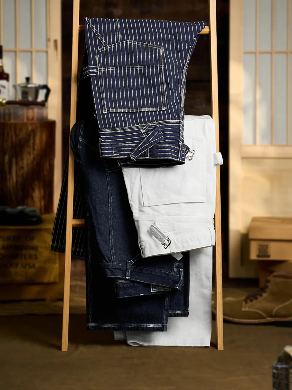 Washed Denim Pants – Wabash Stripe & Solid 3 Colors - Image 6