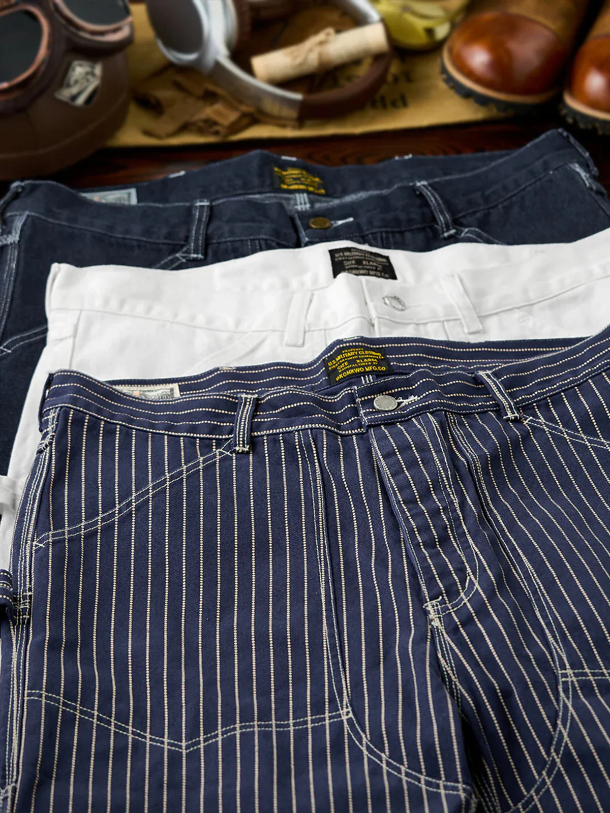 Washed Denim Pants – Wabash Stripe & Solid 3 Colors - Image 8