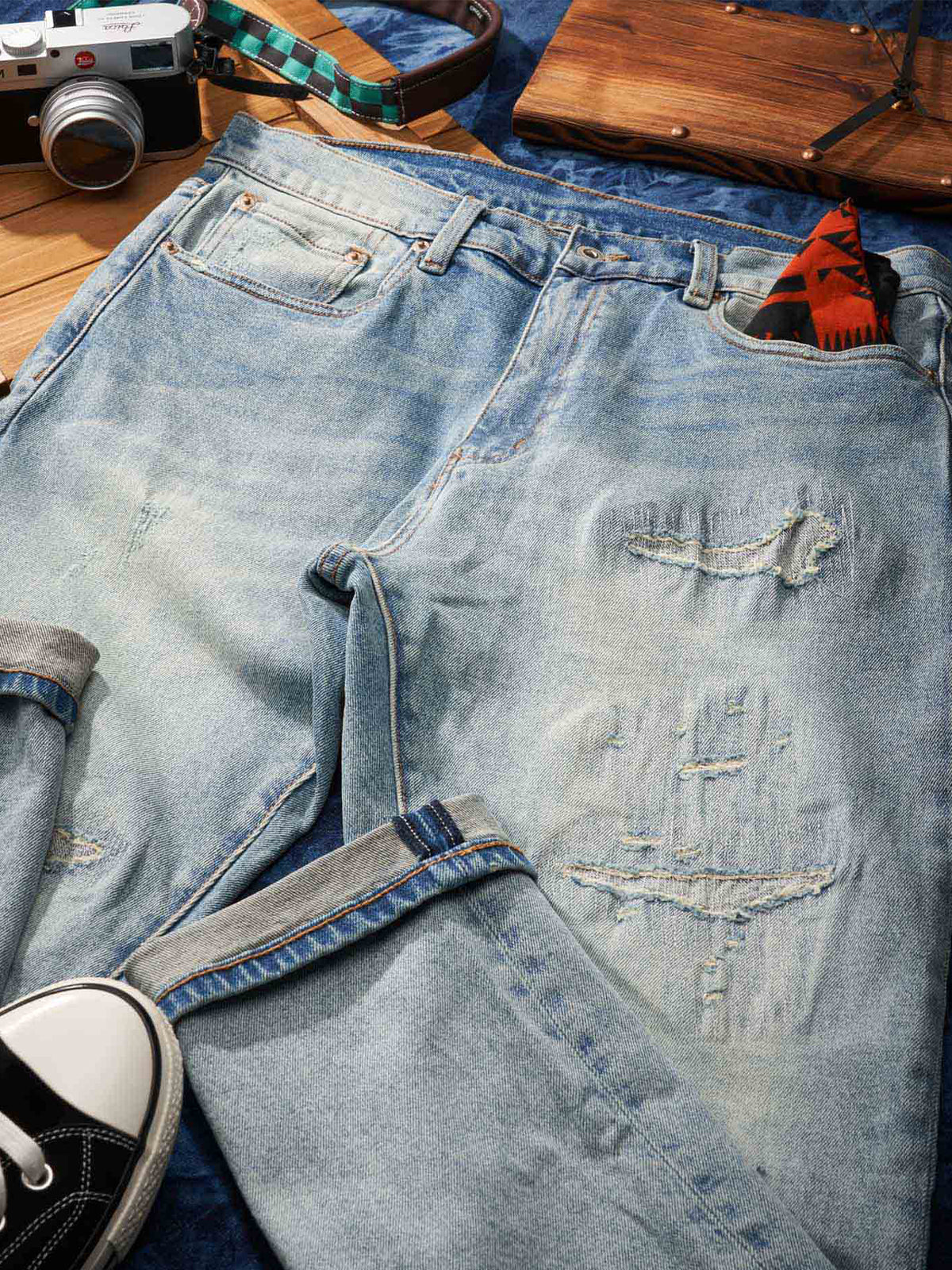 Heavyweight Handmade Distressed Denim Pants - Image 5
