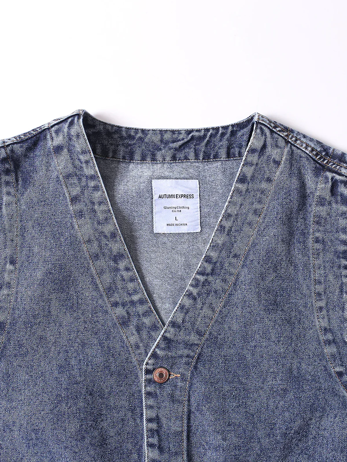 V-neck Washable Denim Vest - Image 11
