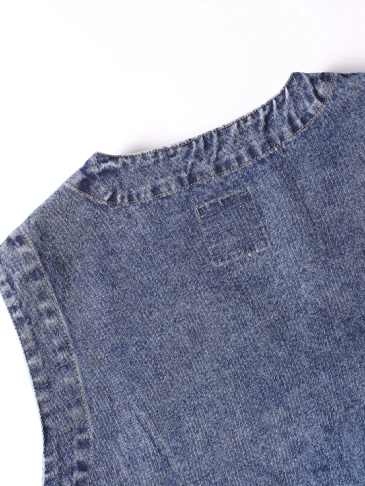 V-neck Washable Denim Vest - Image 12