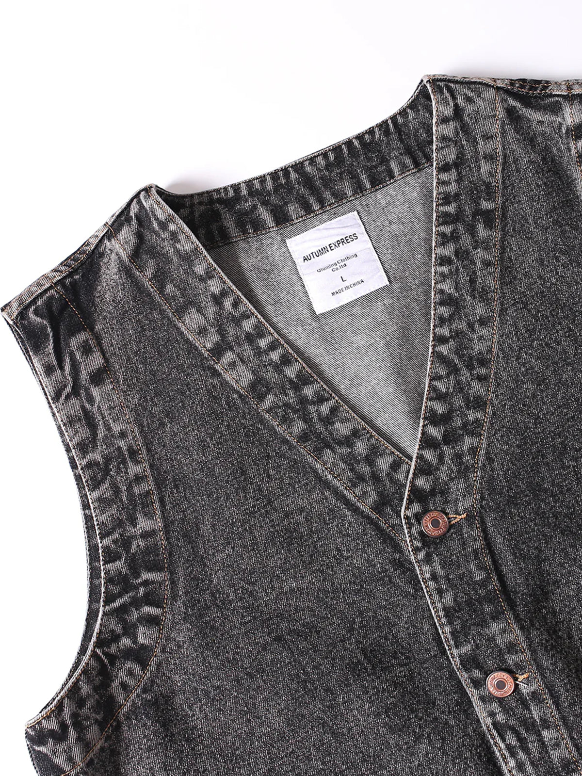 V-neck Washable Denim Vest - Image 18