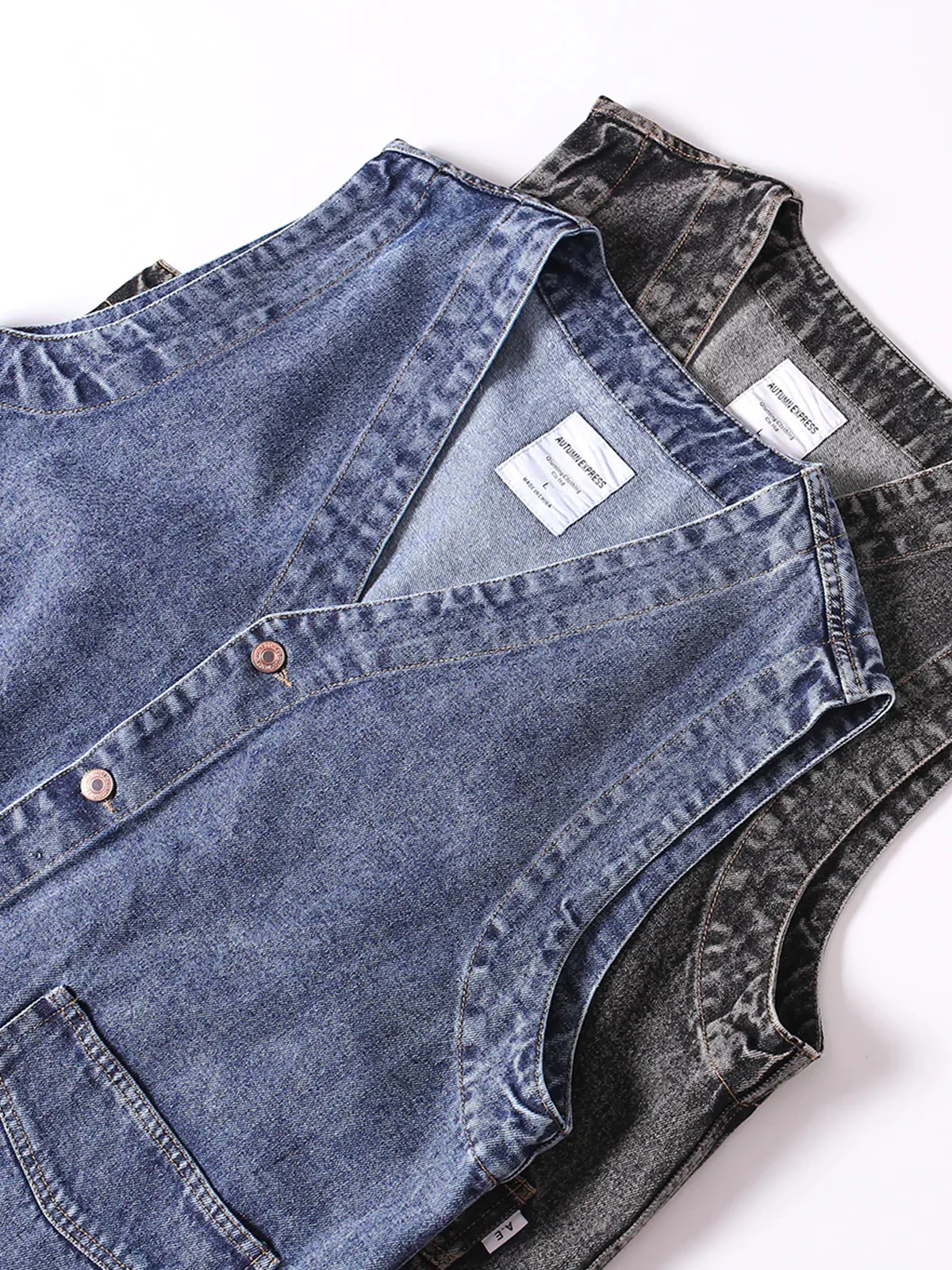 V-neck Washable Denim Vest - Image 5