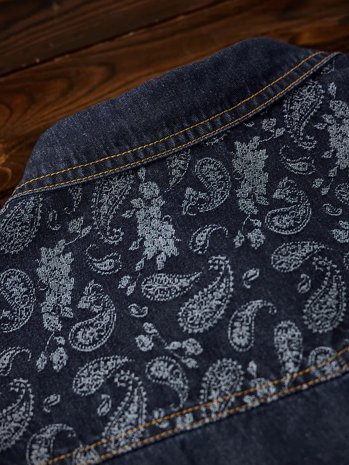 Jacquard Paisley Panel Denim Western Shirt - Image 14
