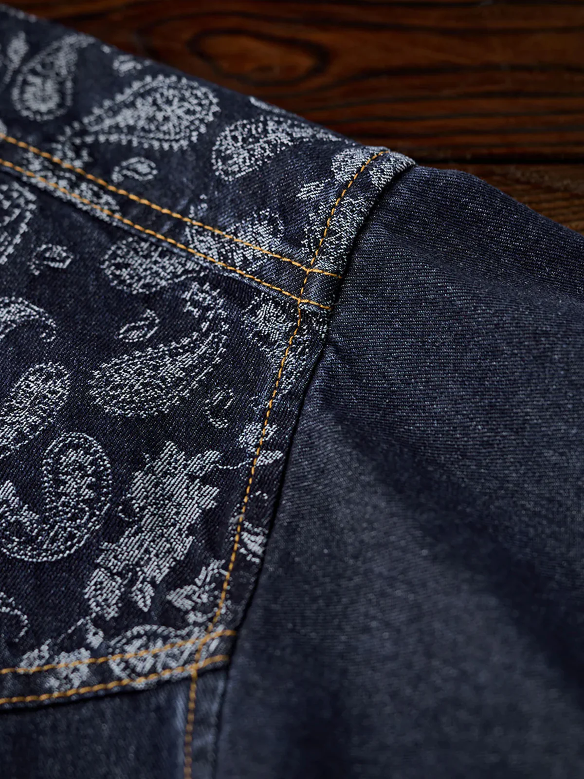Jacquard Paisley Panel Denim Western Shirt - Image 15