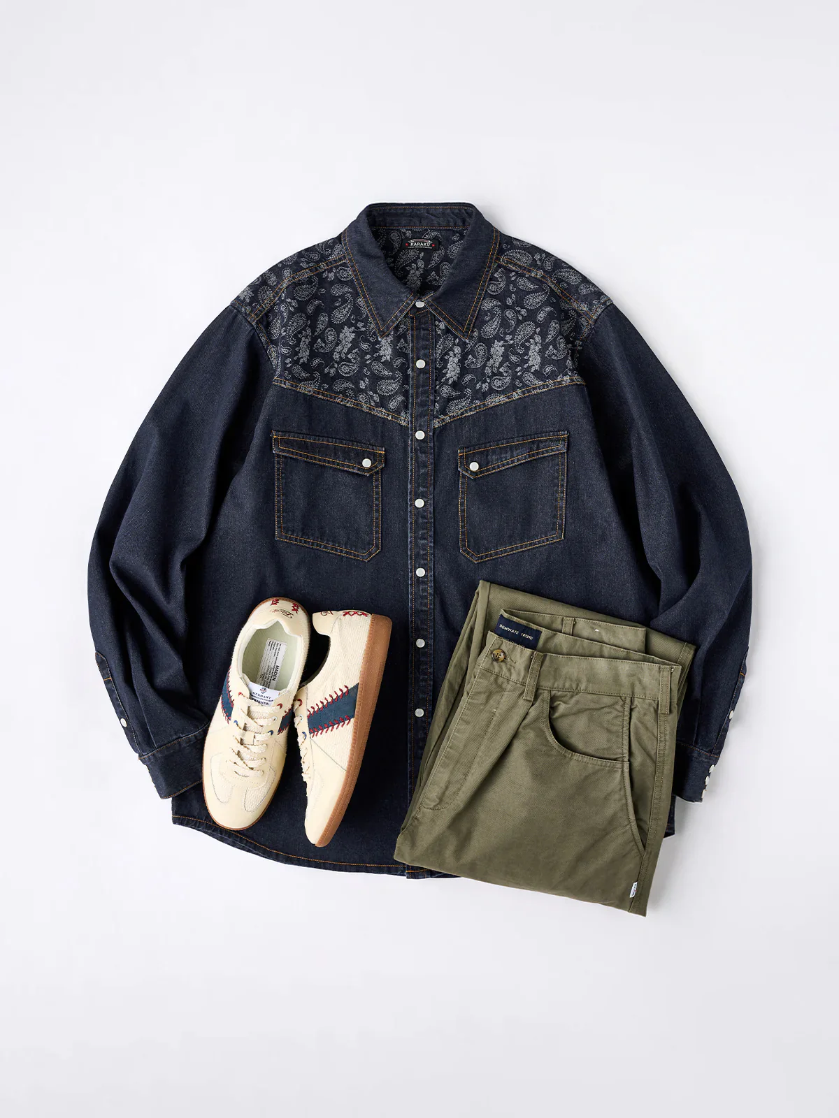 Jacquard Paisley Panel Denim Western Shirt - Image 16