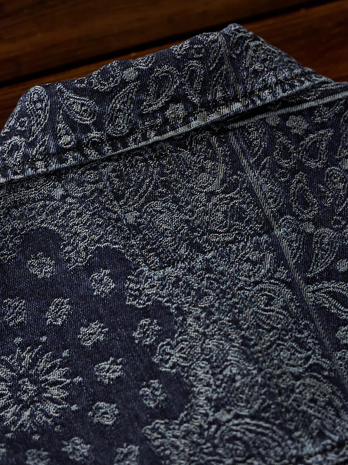 Toggle Buttons Paisley Jacquard Denim Shirt - Image 15