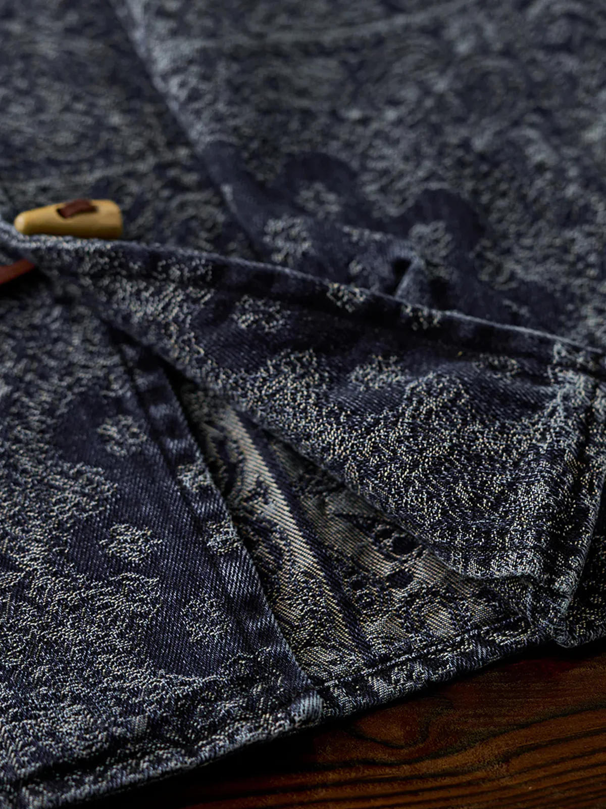 Toggle Buttons Paisley Jacquard Denim Shirt - Image 17