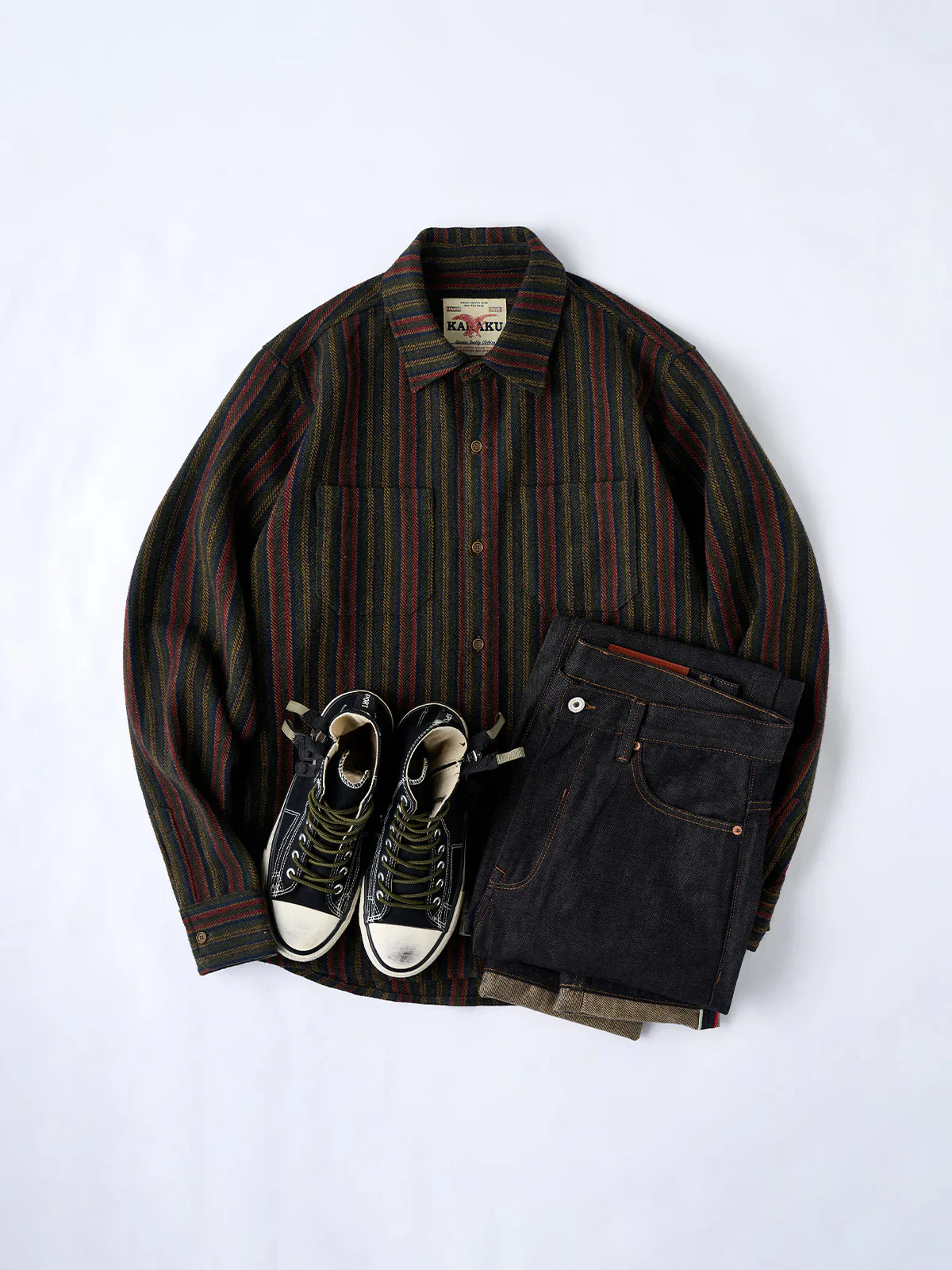 Retro-Style Stripe Jacquard Work Shirt - Image 17