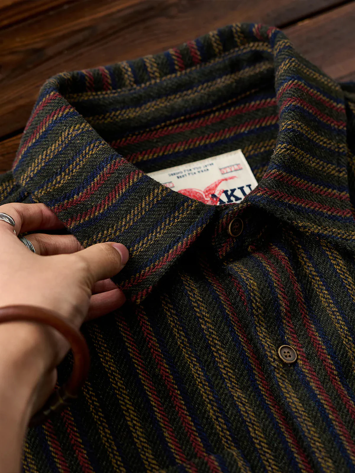 Retro-Style Stripe Jacquard Work Shirt - Image 6