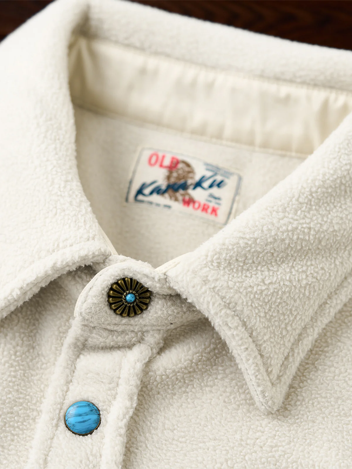 Brushed Fleece Shirt with Turquoise-Style Buttons - Image 9
