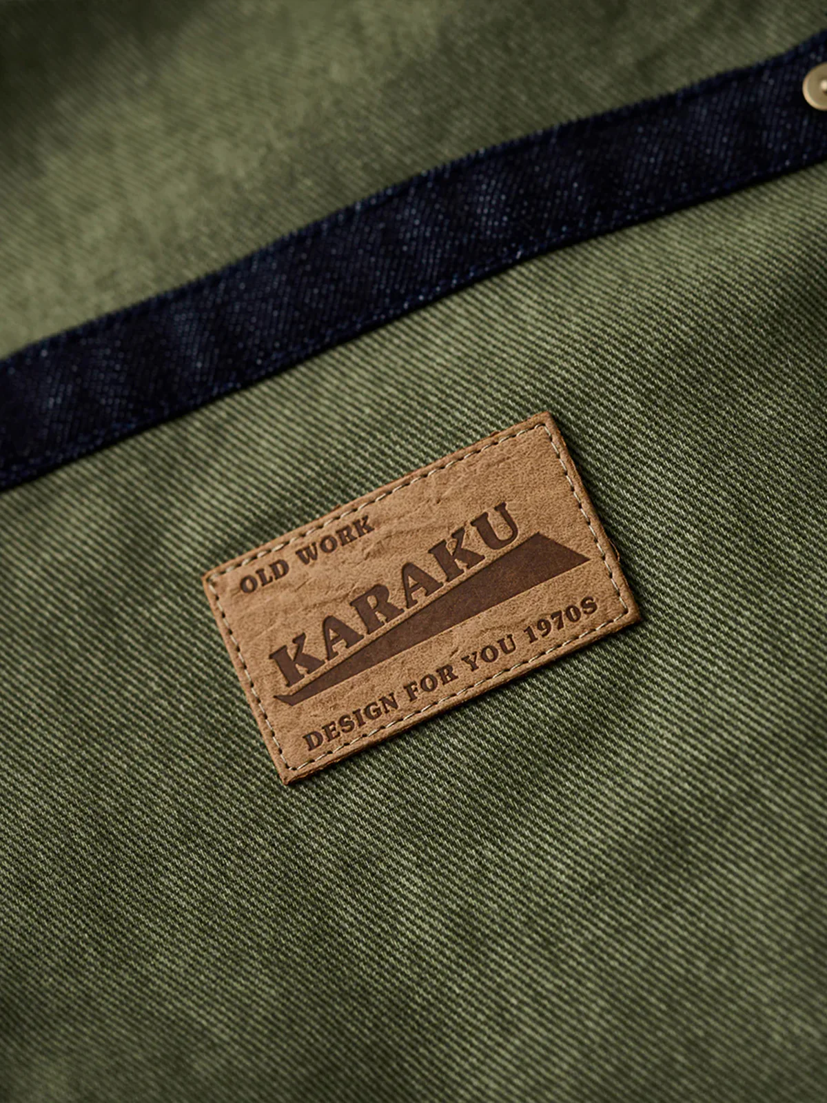 Denim Piping Custom Leather Tag Collarless Jacket - Image 13