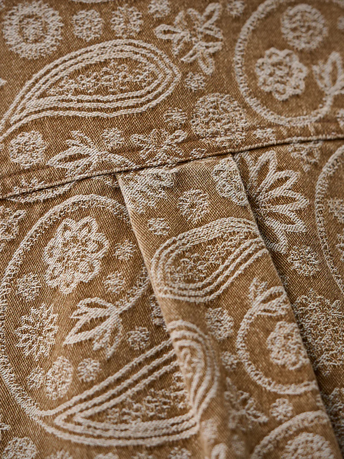 Paisley Jacquard Long-Sleeve Shirt with Corduroy Collar & Cuffs - Image 10