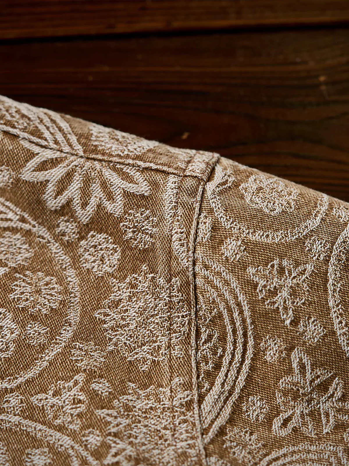 Paisley Jacquard Long-Sleeve Shirt with Corduroy Collar & Cuffs - Image 11