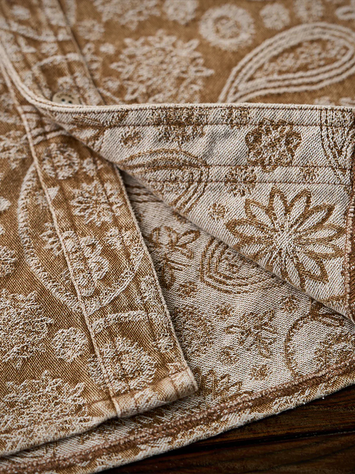 Paisley Jacquard Long-Sleeve Shirt with Corduroy Collar & Cuffs - Image 14