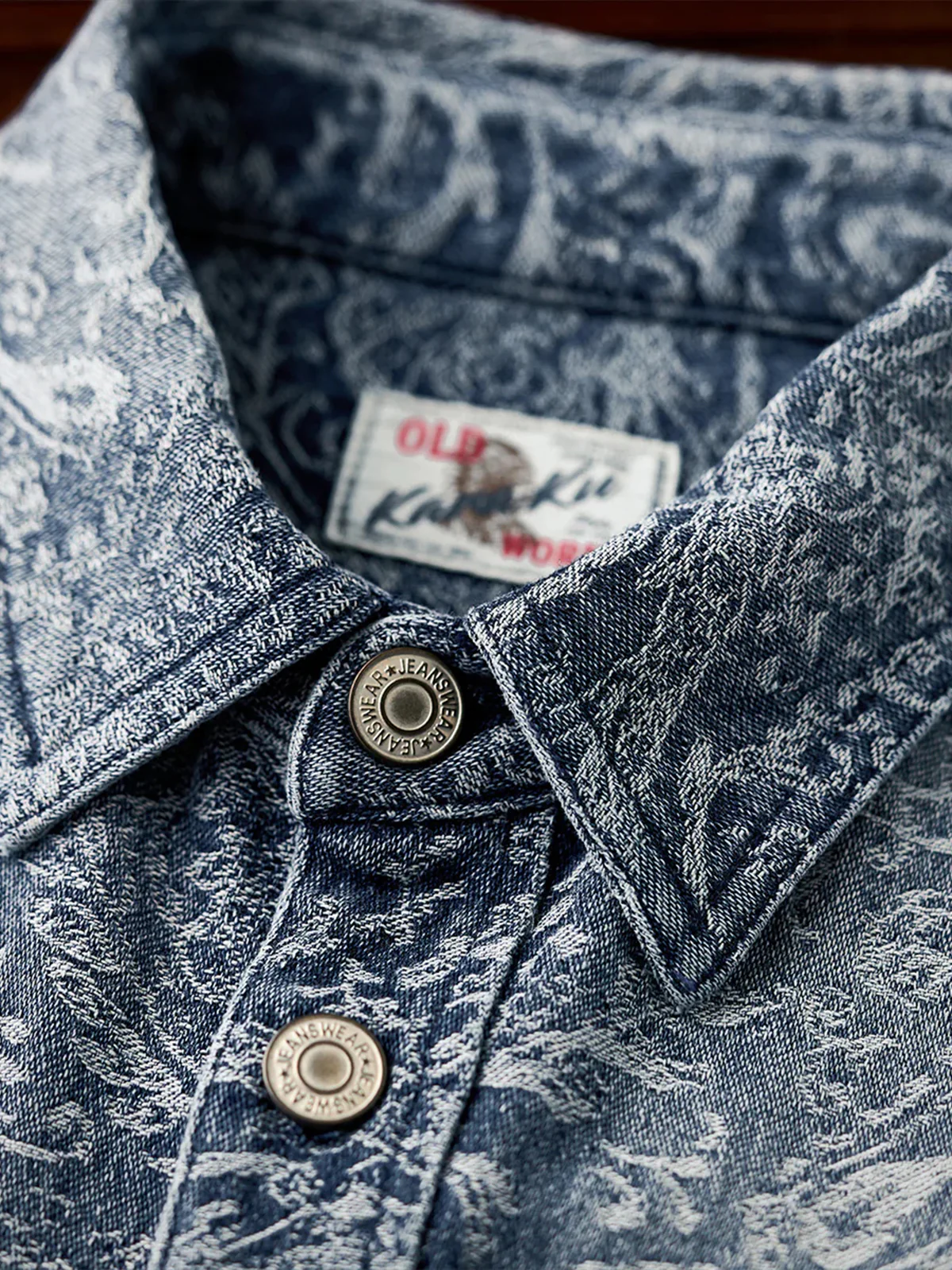 Gradient Paisley Jacquard Denim Work Shirt - Image 16