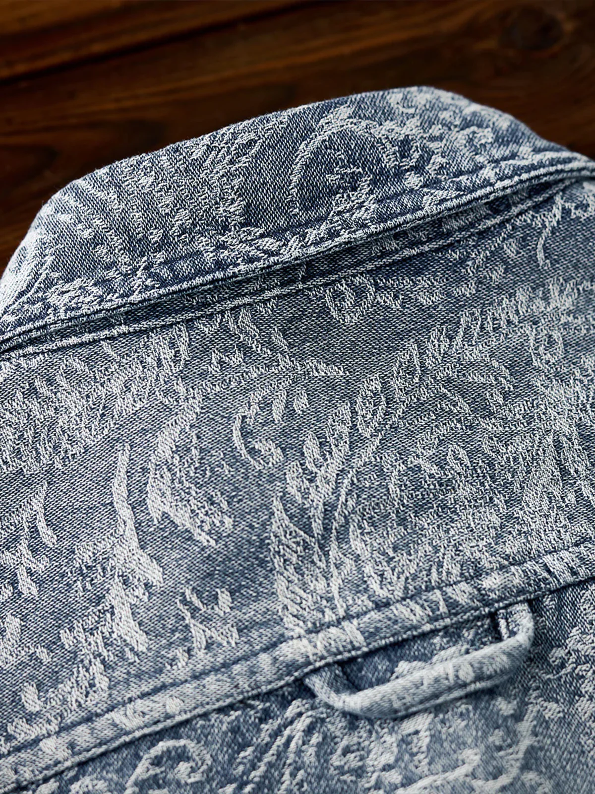 Gradient Paisley Jacquard Denim Work Shirt - Image 17