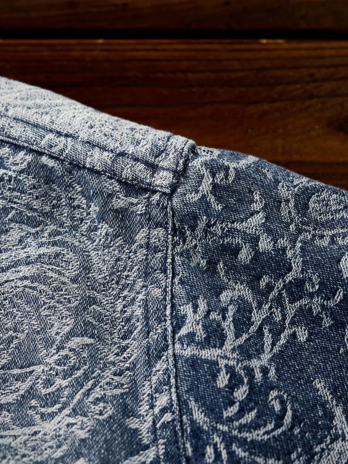 Gradient Paisley Jacquard Denim Work Shirt - Image 19
