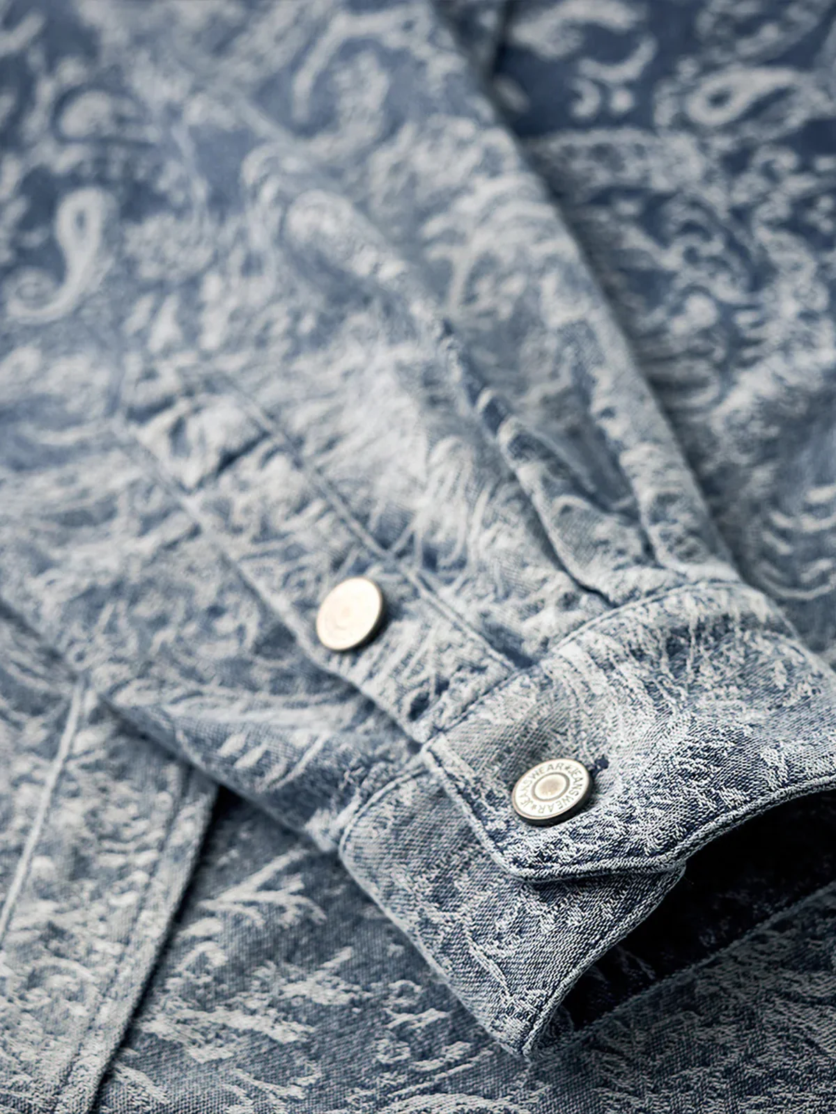 Gradient Paisley Jacquard Denim Work Shirt - Image 20