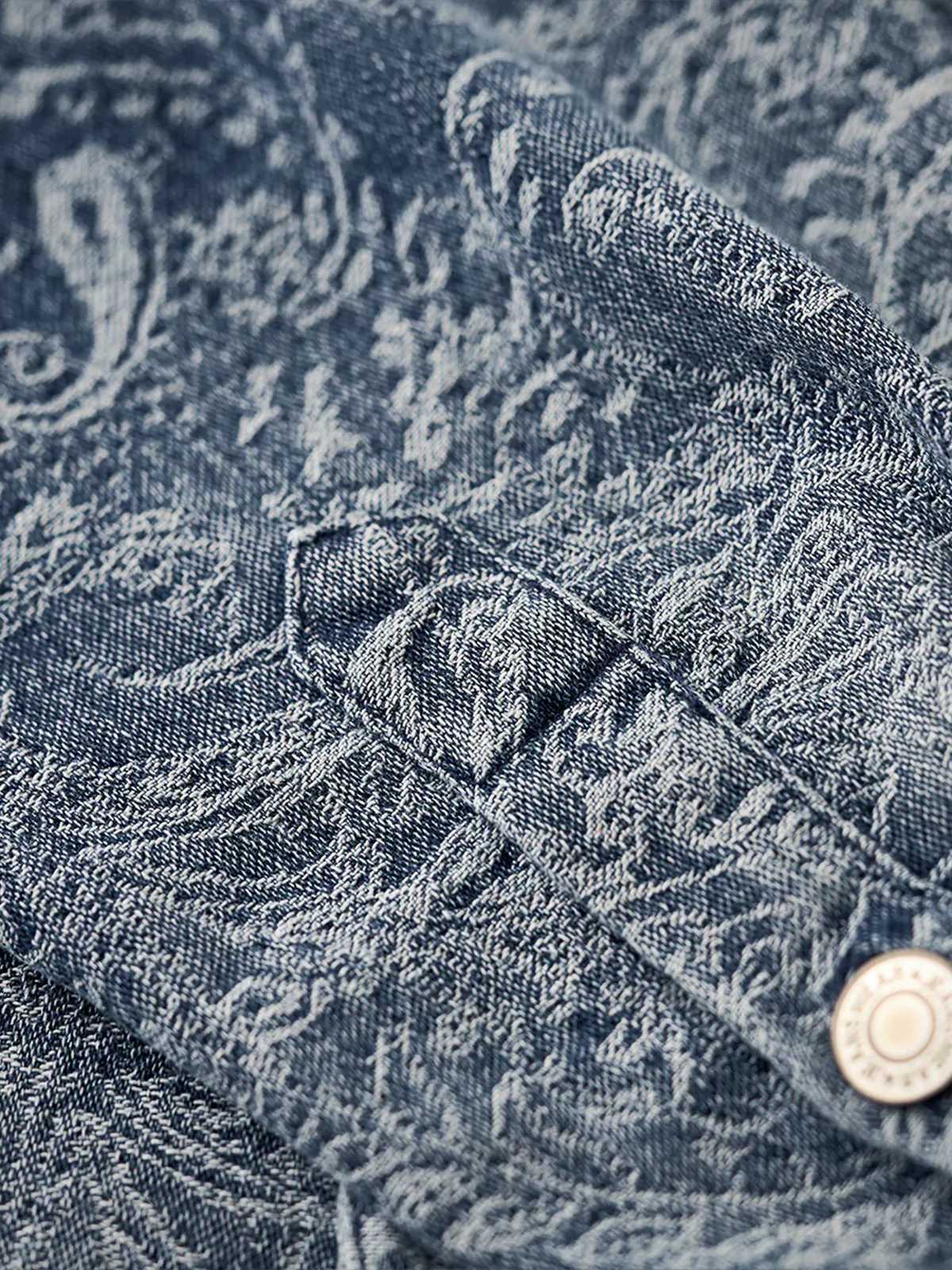 Gradient Paisley Jacquard Denim Work Shirt - Image 21
