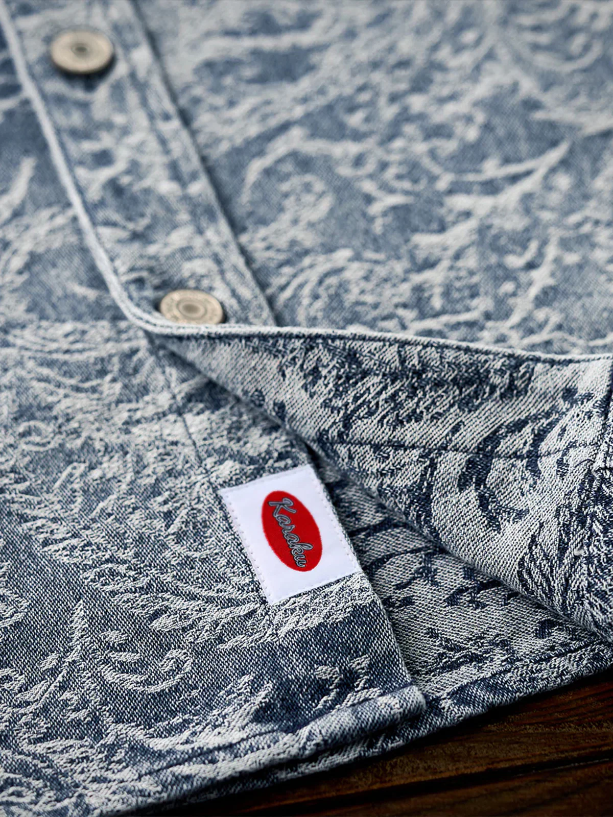 Gradient Paisley Jacquard Denim Work Shirt - Image 22