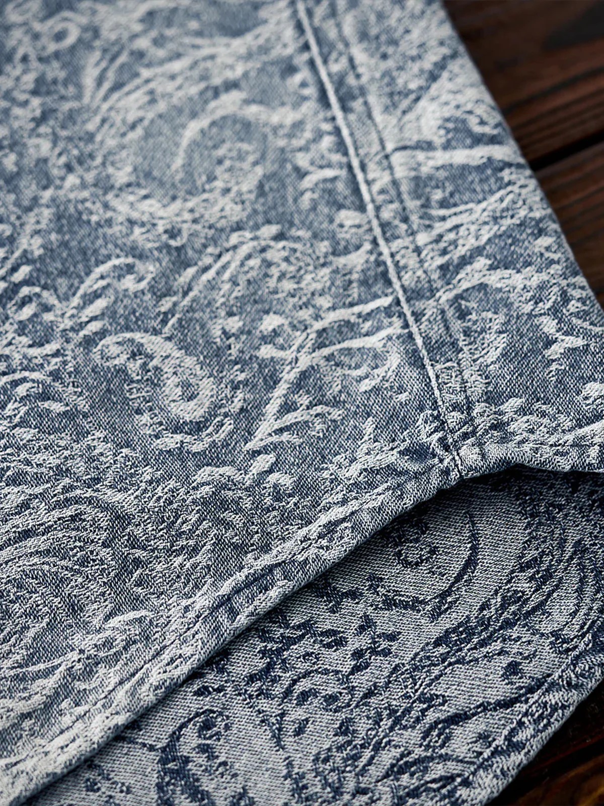 Gradient Paisley Jacquard Denim Work Shirt - Image 23