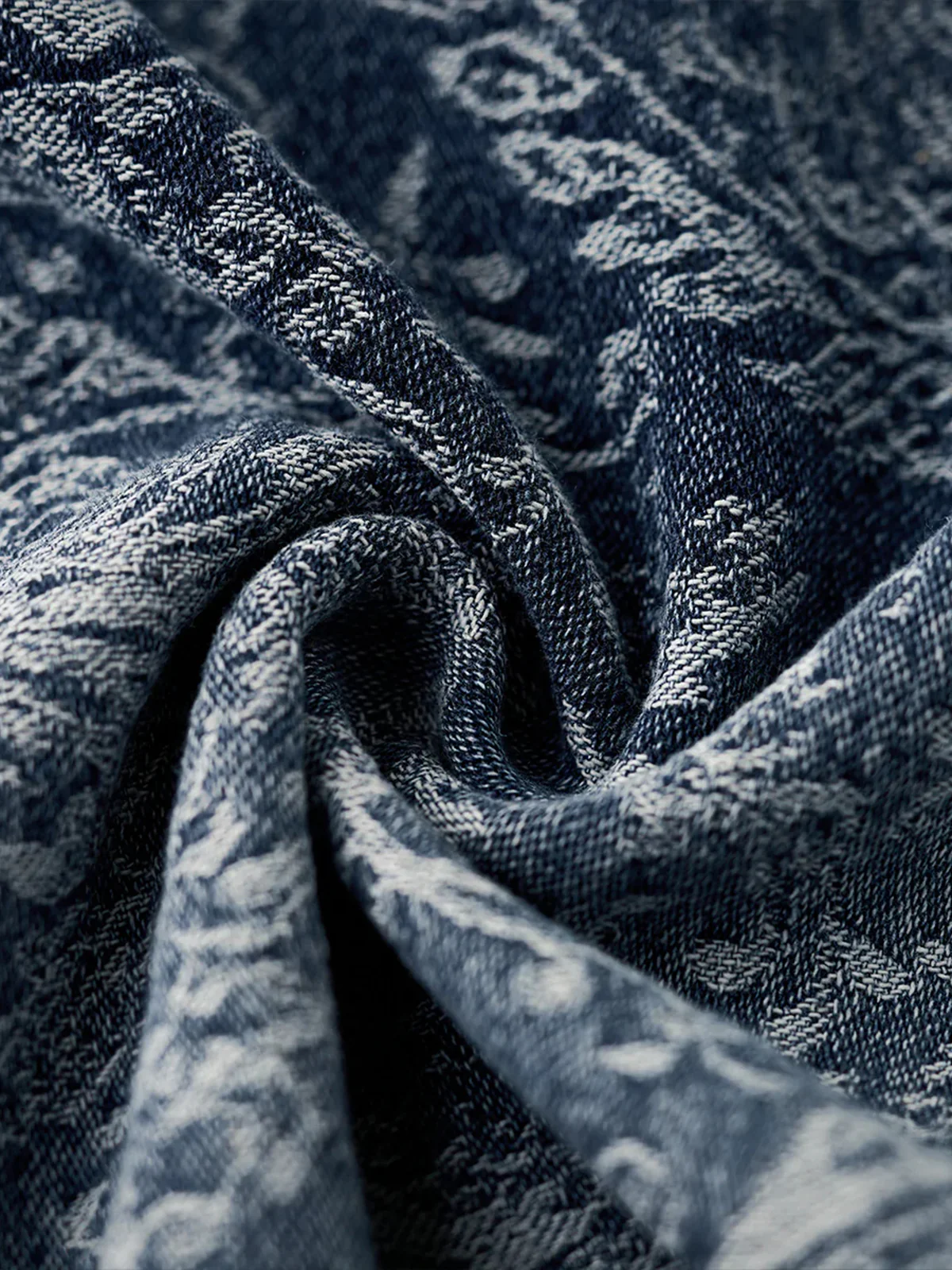 Gradient Paisley Jacquard Denim Work Shirt - Image 24