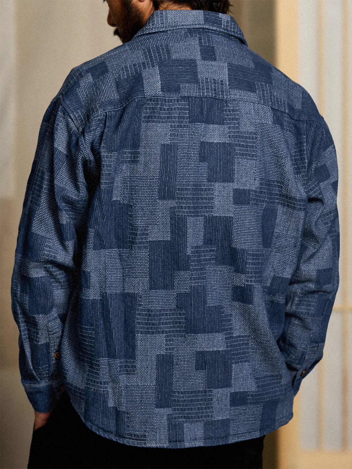 Boro Jacquard Pre-dyed Denim Work Shirt - Image 8